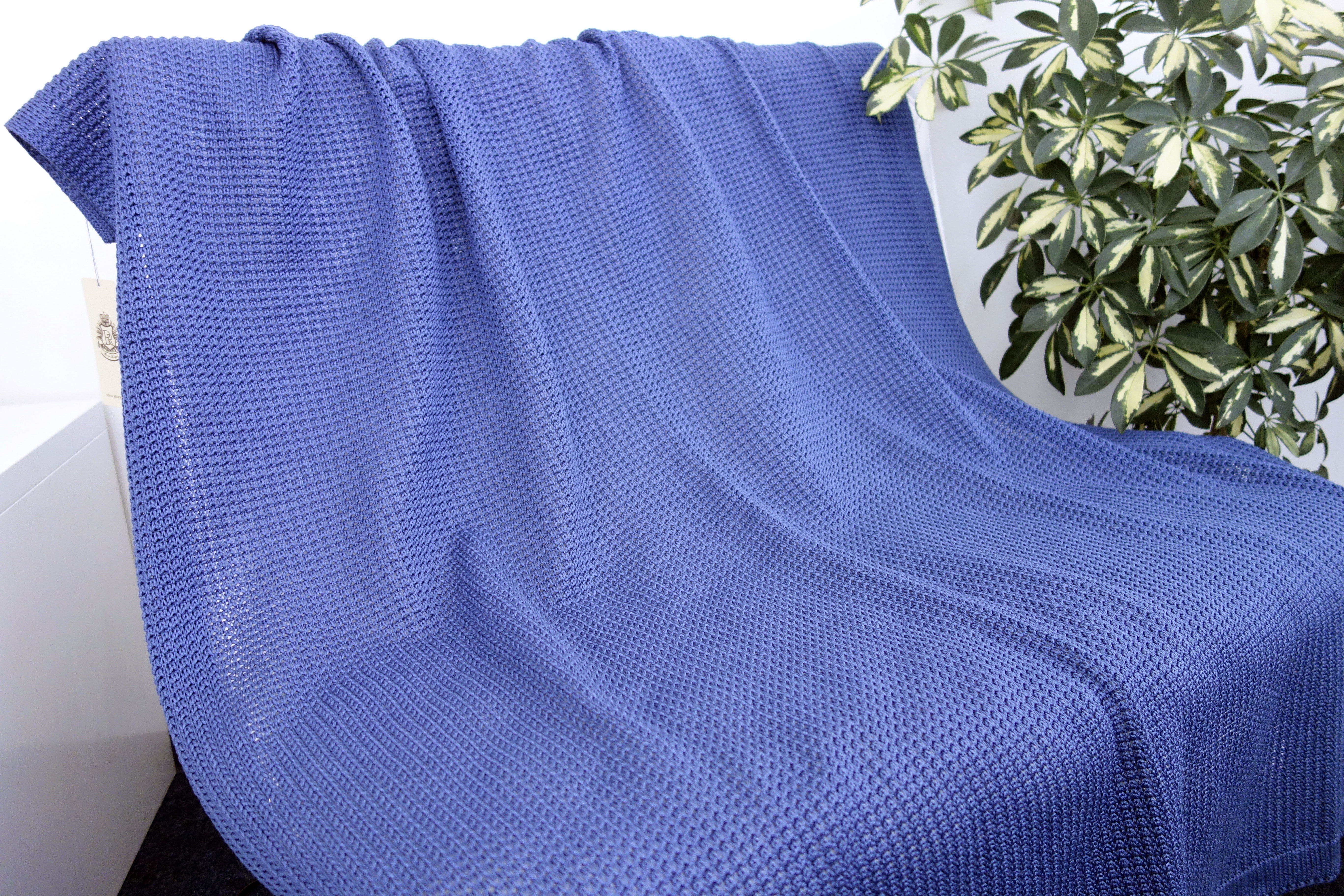 Плед с переплетением ‘Armani’ из 100% хлопка джинсового цвета